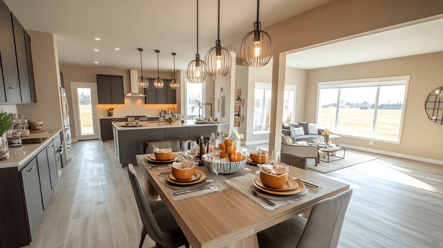 Dining room with open kitchen: The perfect meeting place for family and friends