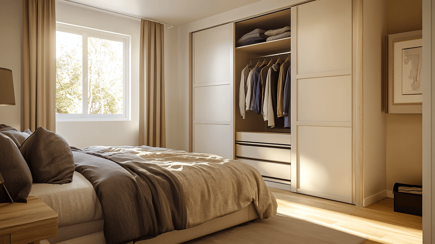 Space-saving elegance: Sliding door wardrobes in the bedroom