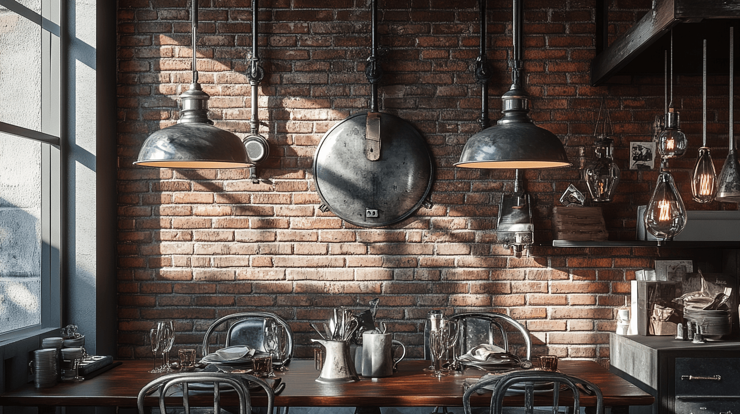 Decorative elements for the industrial look in the dining room