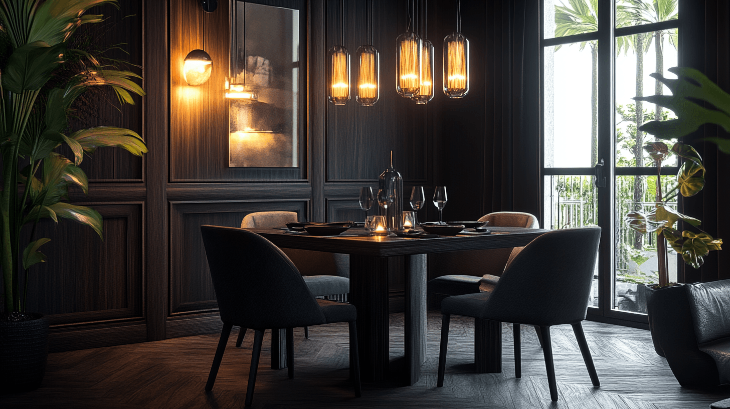 Lighting in the Dining Room: Highlighting Dark Wood Elements