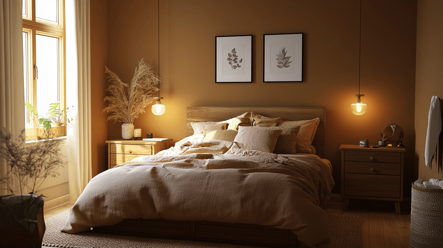 Bedroom design with Mocha Mousse