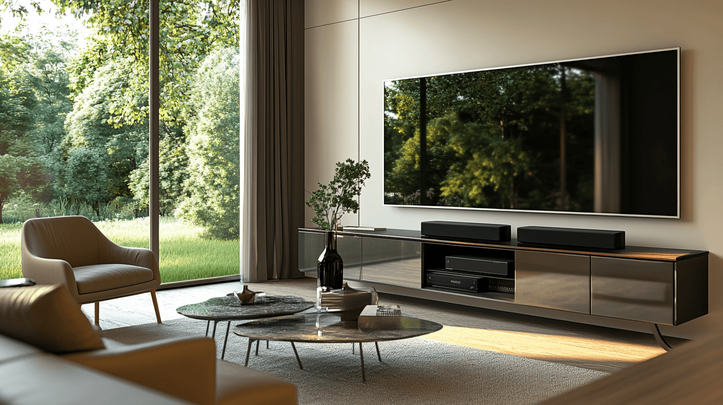 Living room with media center: Integrating technology stylishly