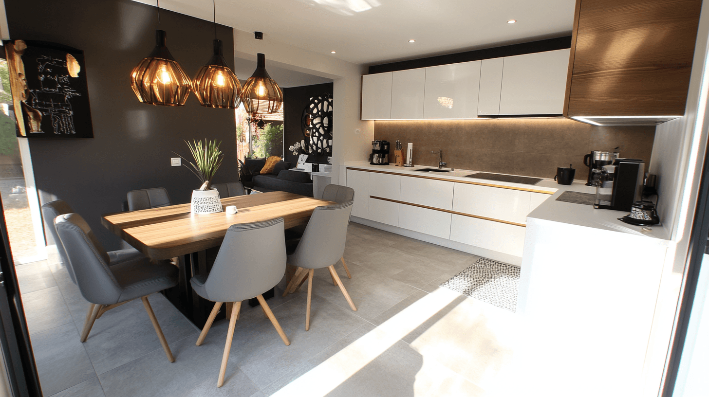 Integrate dining area into the kitchen: Functional and aesthetic solutions