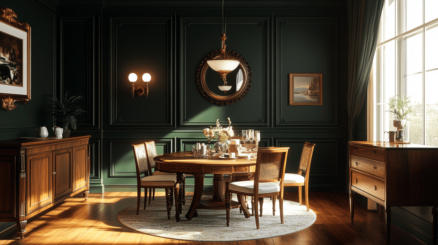 Dark green in the dining room: Combining elegance and nature
