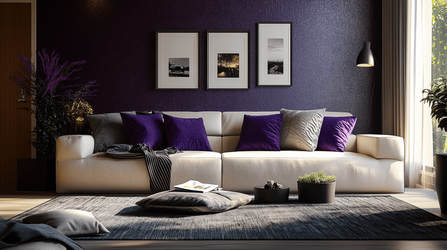 Violet accents in the living room: Elegant and stylish