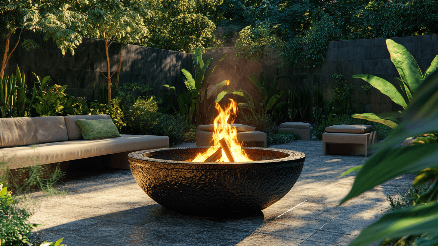 Fire bowls as a decorative element in the garden