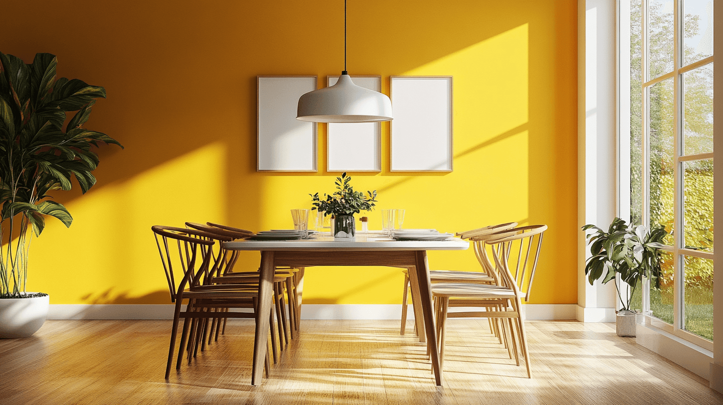 Wall design with sun yellow