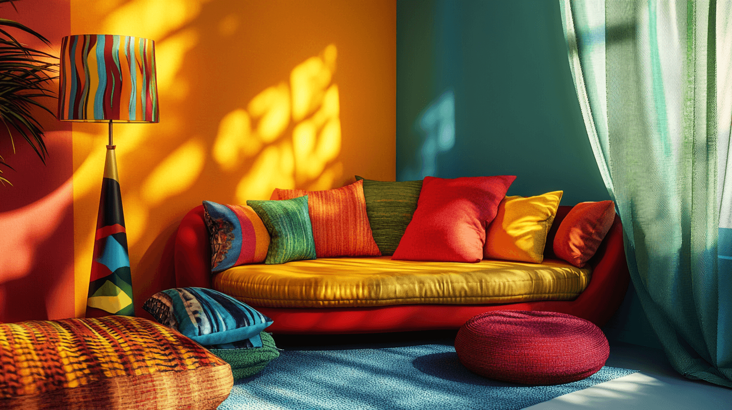 Furniture and accessories in bold colors