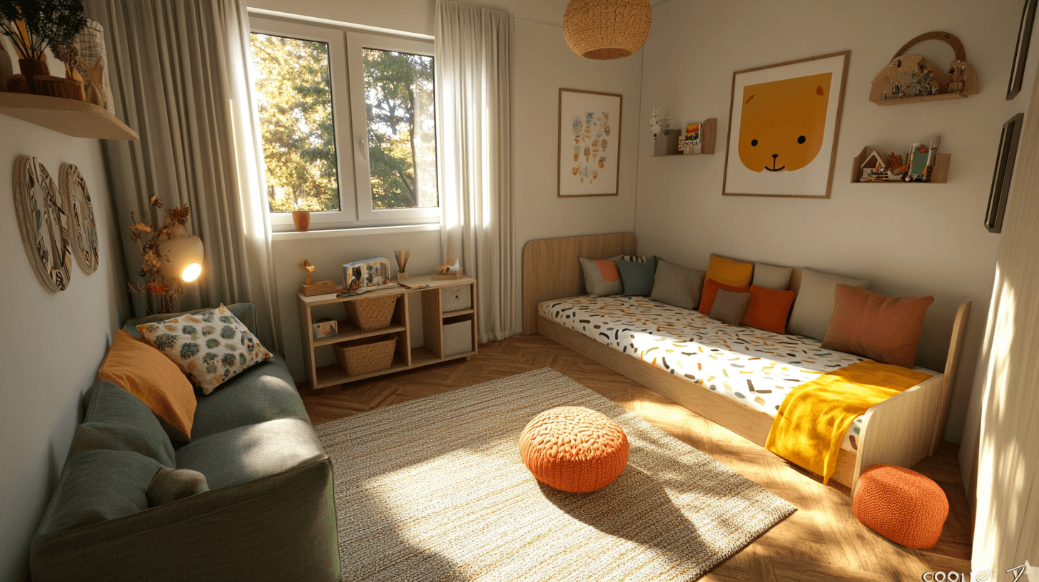 Children's room with a separate sleeping area: Functionality and play