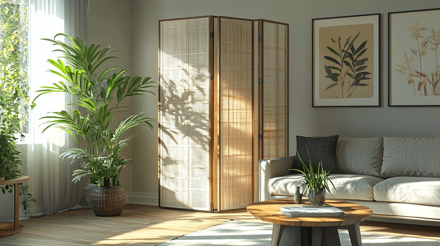Living room with flexible room divider: Stylishly structuring open areas