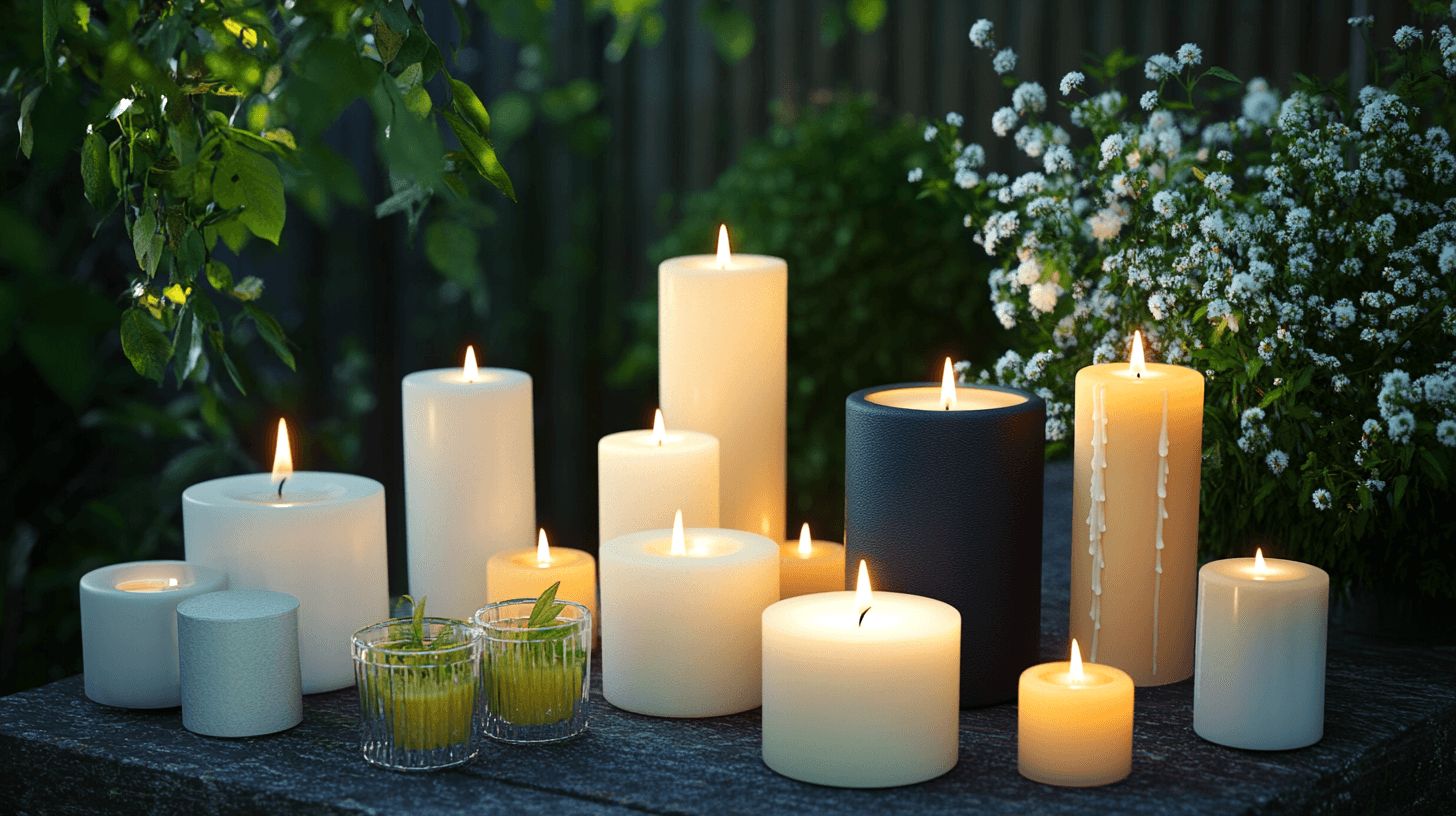 The variety of outdoor candles