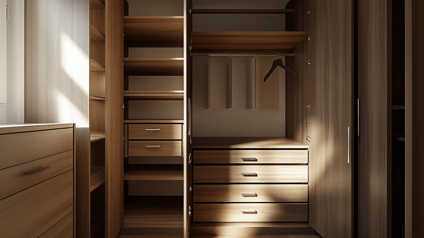 Optimal use of storage space in hinged door wardrobes