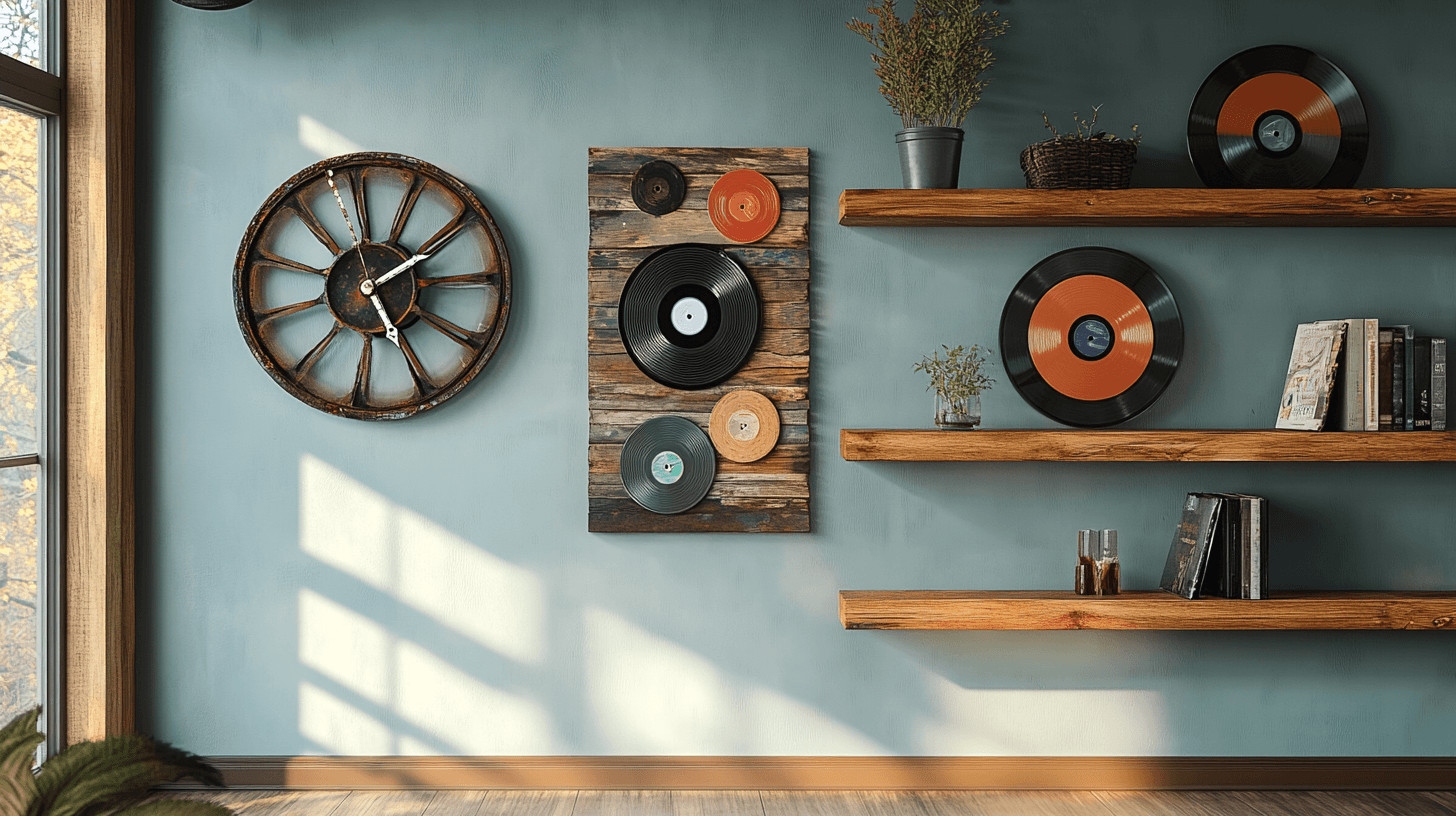 Creative wall design with upcycling elements