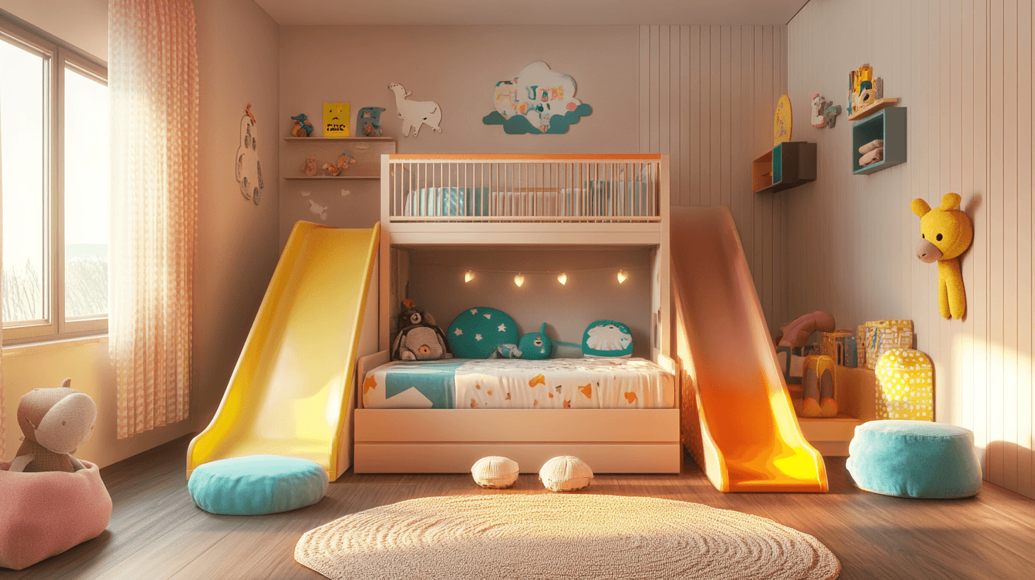 Designs and materials of loft beds with slides