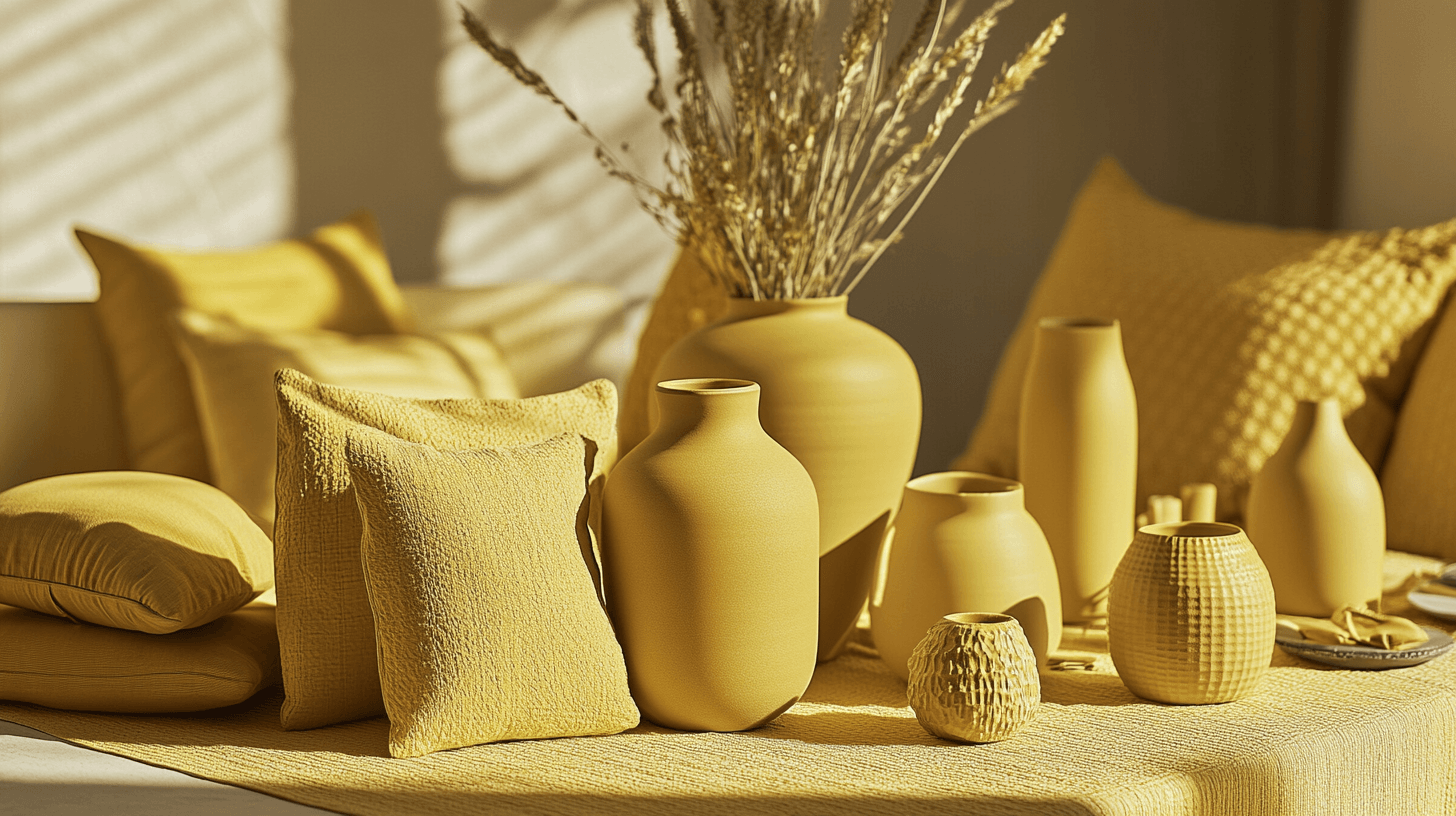 Decorative accessories in mustard yellow