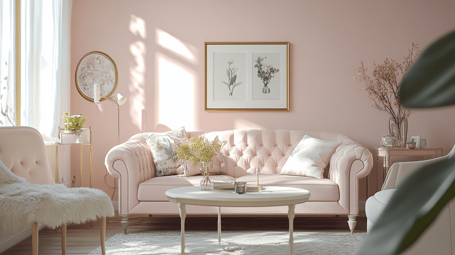 Soft pink in the living room: Feminine elegance