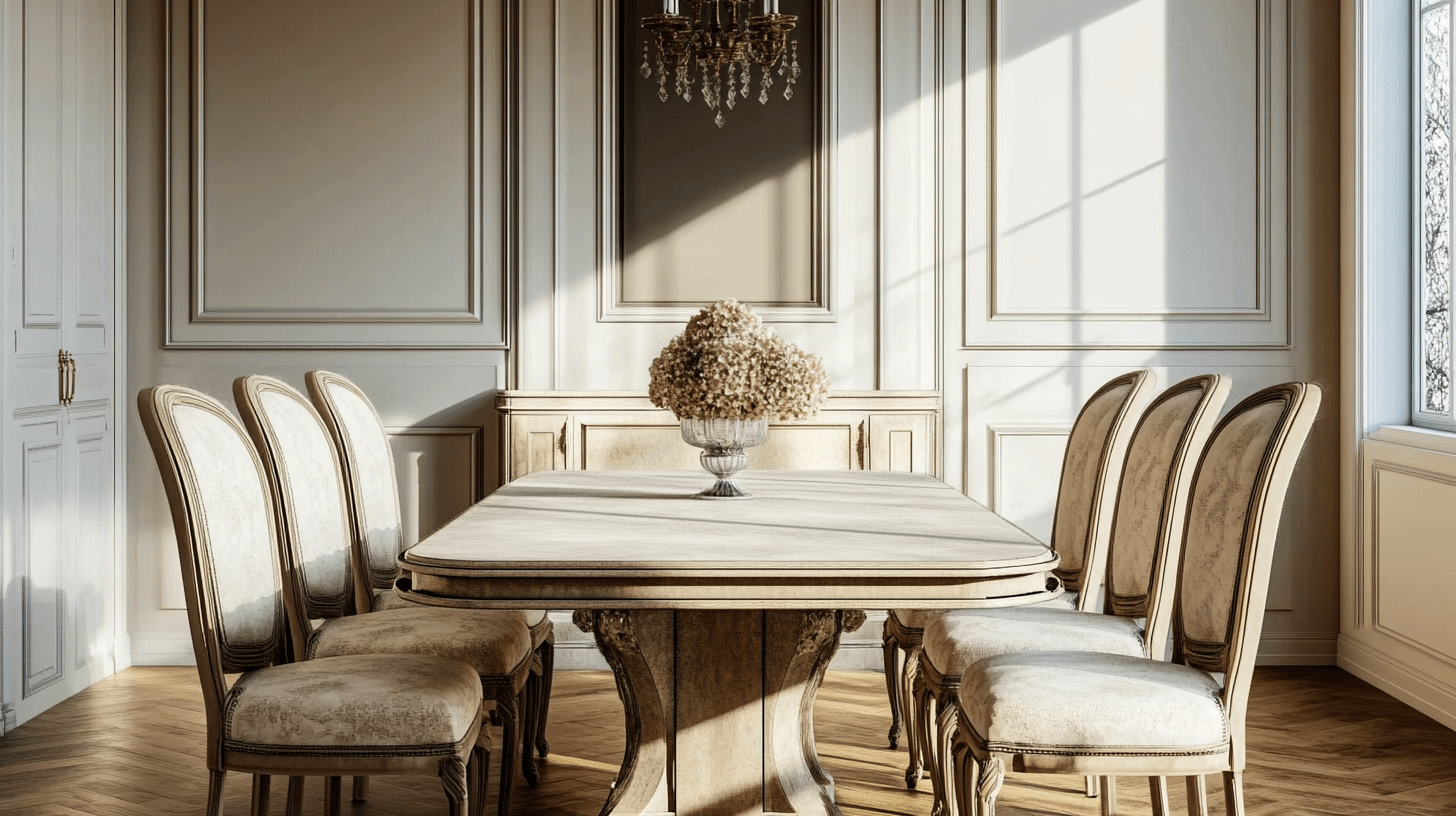 Furniture selection for a classic dining room