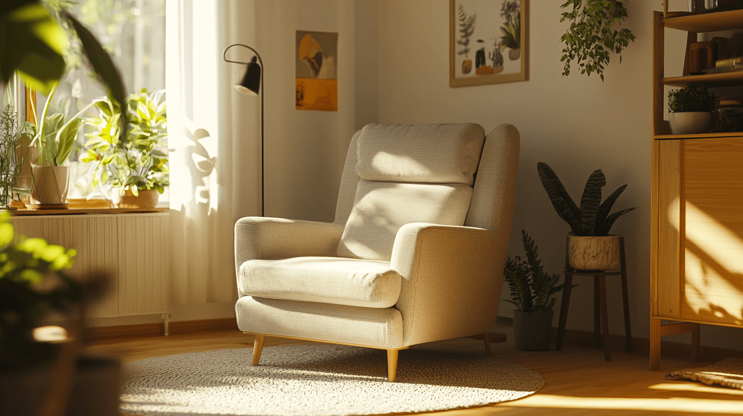 Upholstered armchair in Scandinavian style: Minimalism meets coziness