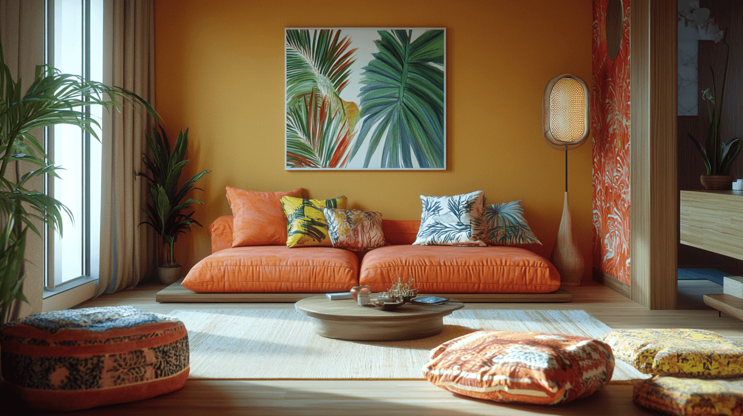 Color palettes and textiles in Tropical Modern style