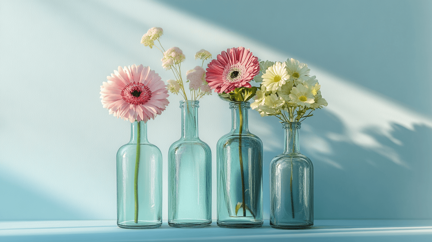Glass bottles as stylish vases