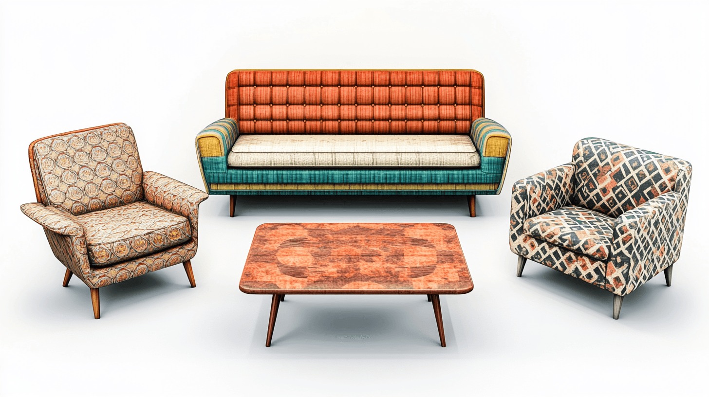 Furniture in the retro style of the 1970s