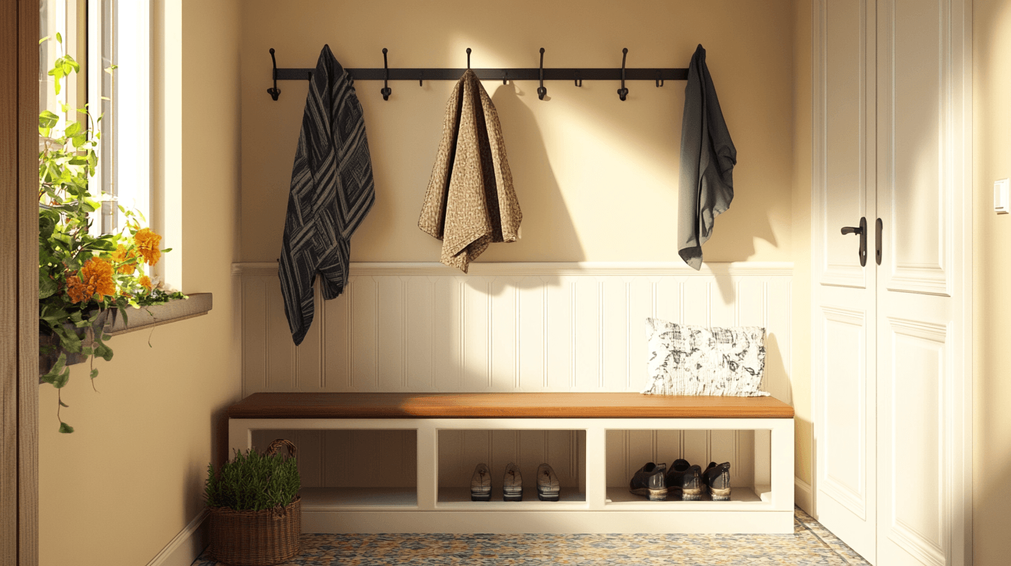 Benches with storage in the hallway