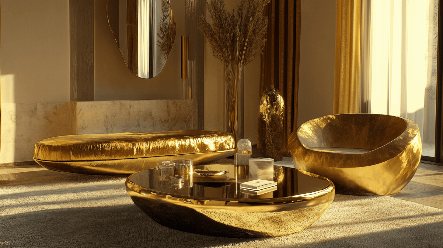 Golden furniture pieces: A touch of glamour
