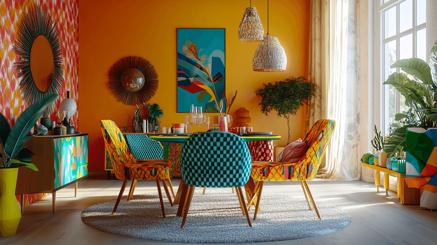 Furniture and accessories in bold colors