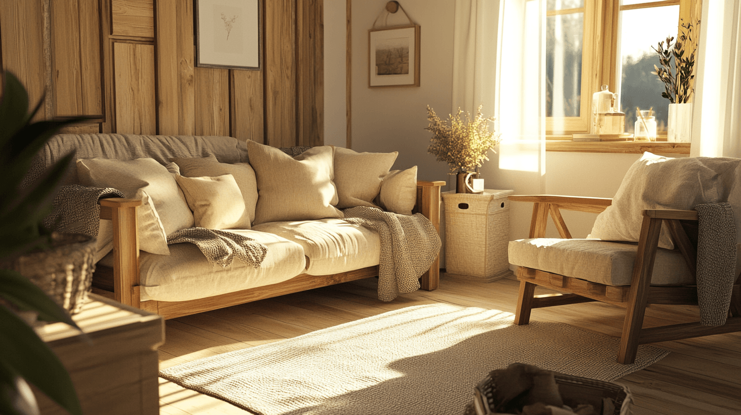 Rustic Living Room: Combining Natural Materials and Charm