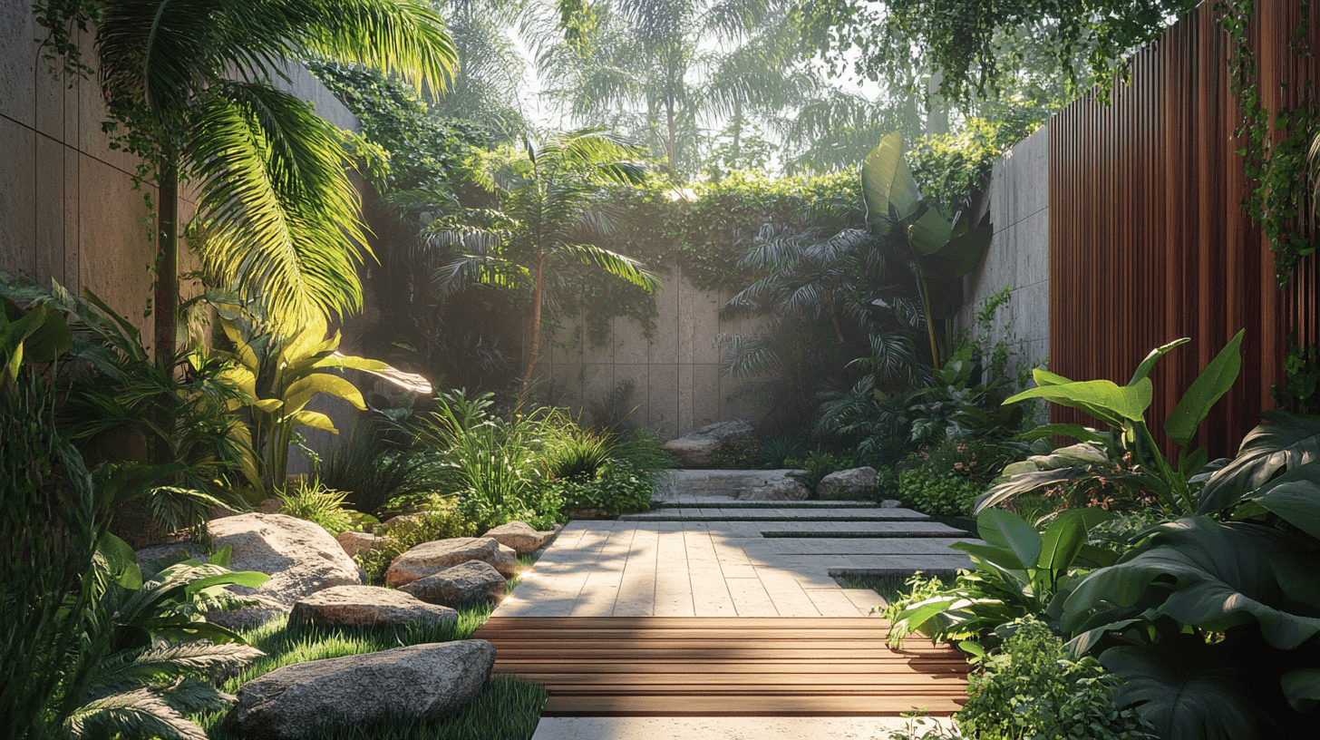 Natural materials in the garden: wood, stone and more.