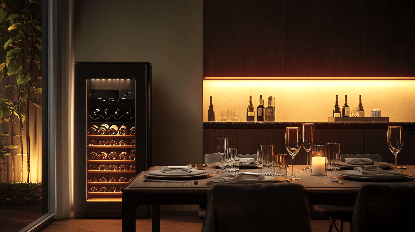 Dining room with wine cooler: Combining functionality and luxury