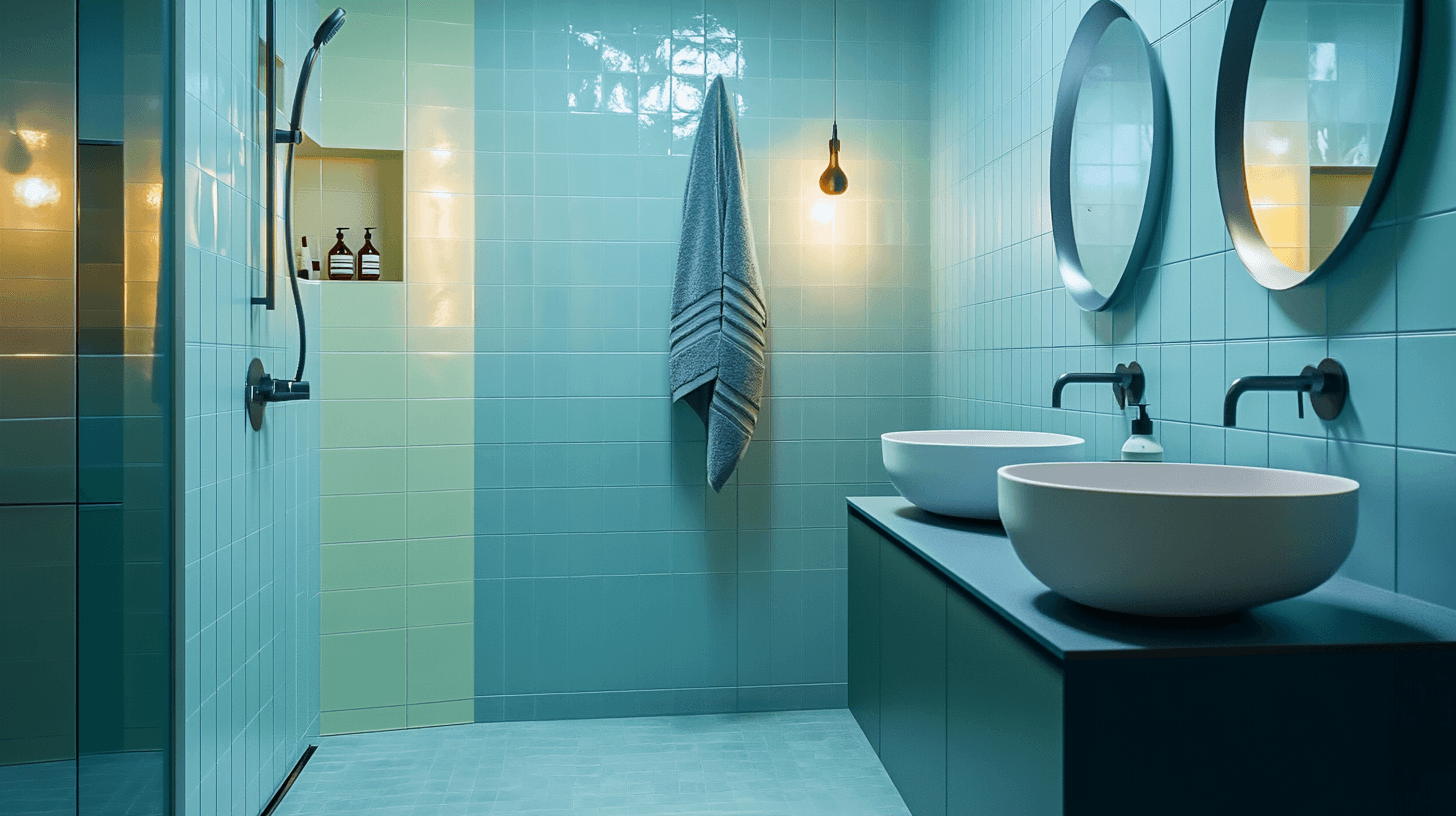 Color design in the bathroom: Freshness through blue and green tones