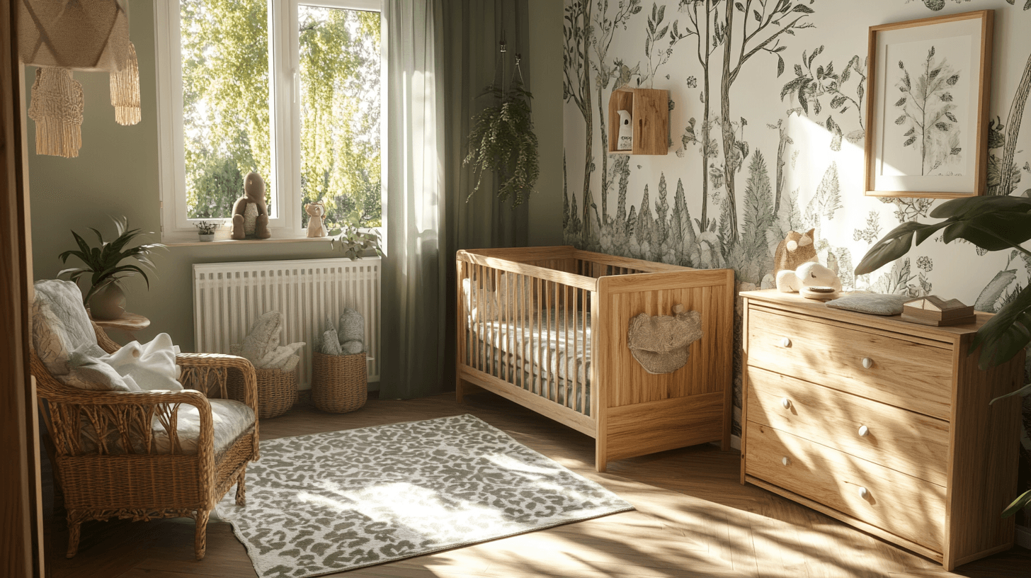 Children's room in forest style: Natural colors and wood