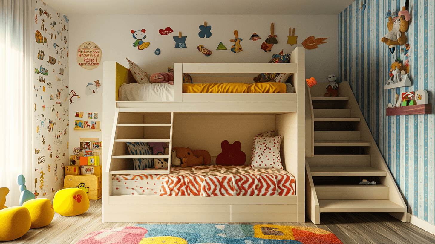 Creative design ideas for the children's room with a bunk bed