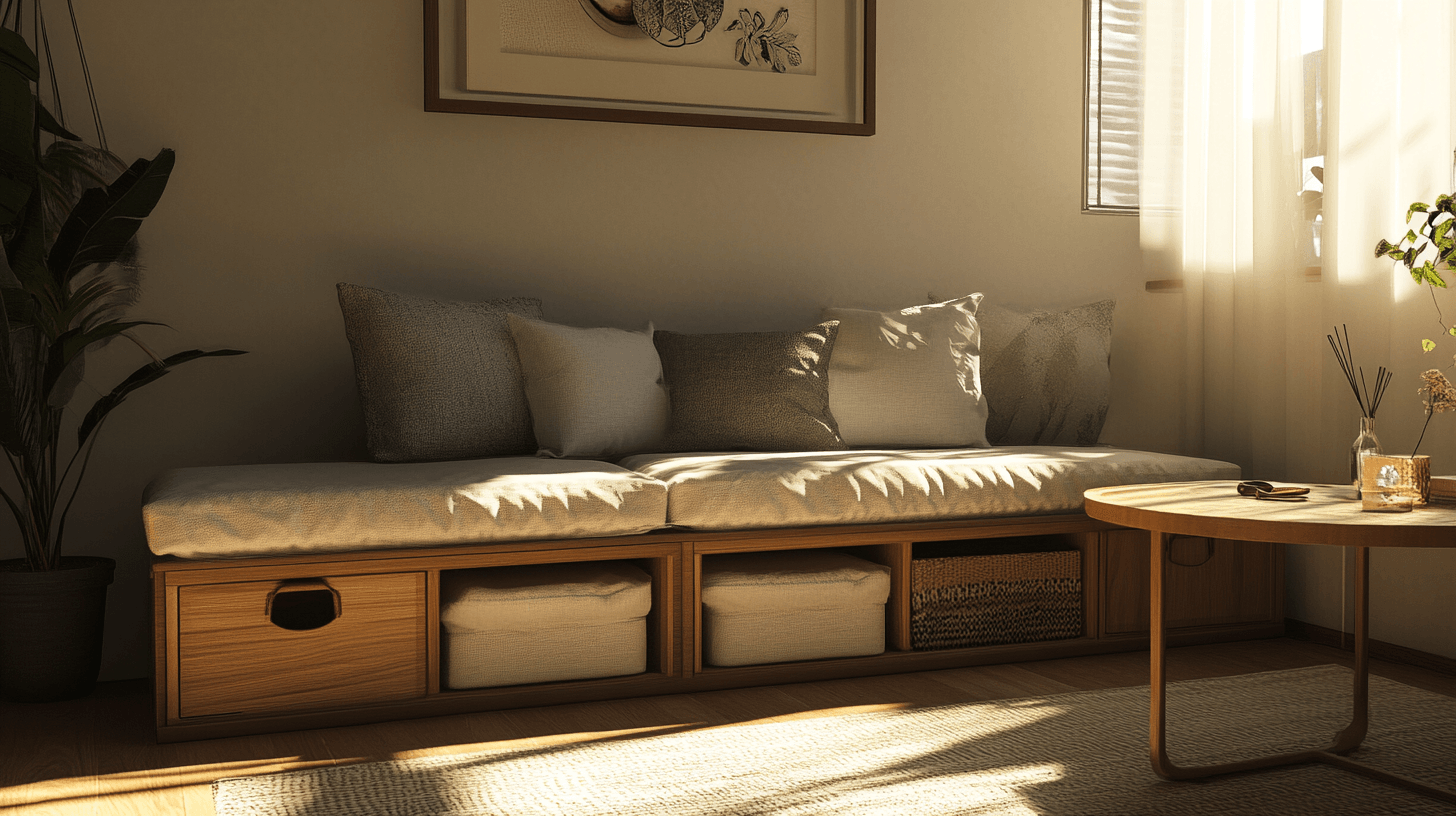 Benches with storage in the living room