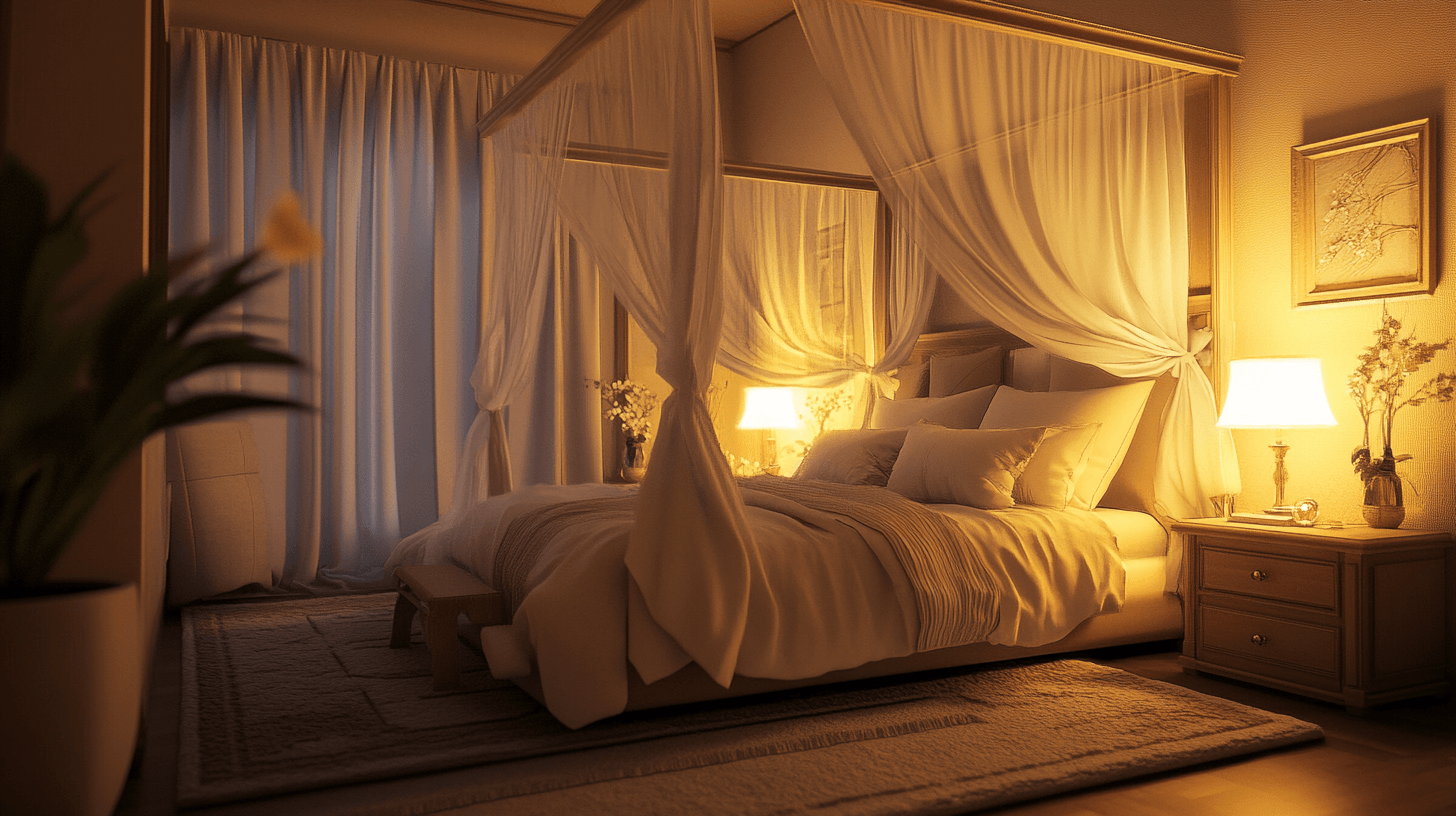 Design tips for a romantic bedroom with a canopy bed