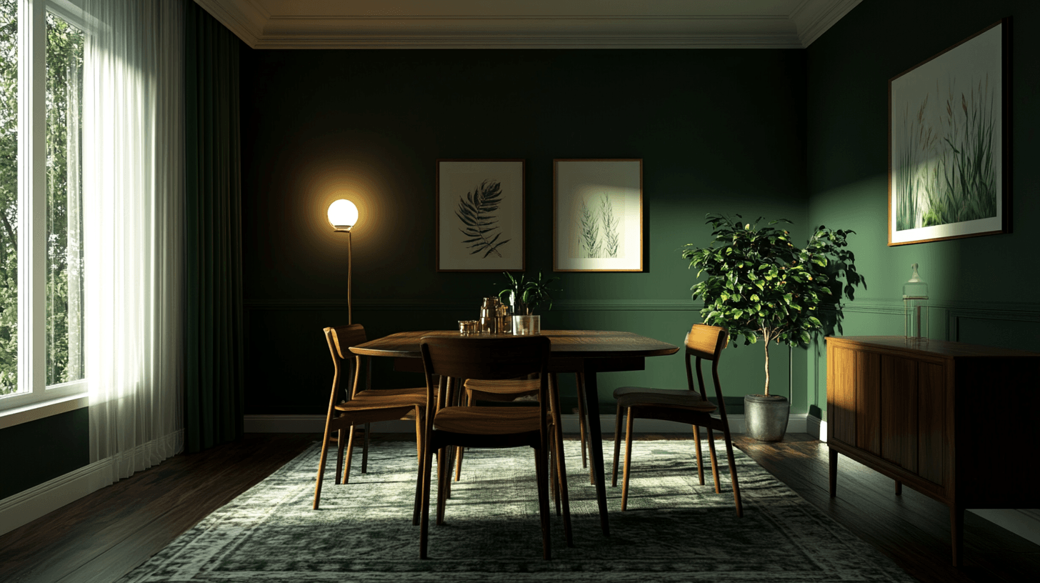 Dark Green Walls: The Perfect Backdrop for Your Dining Room