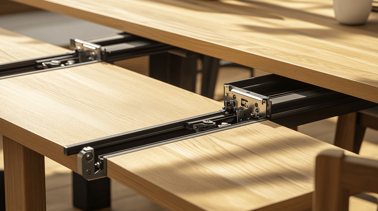 Different mechanisms for extendable dining tables
