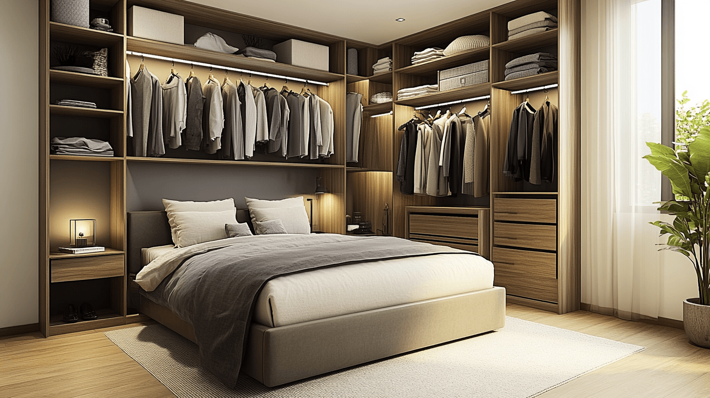 Bedroom with dressing room: More space for clothes and accessories
