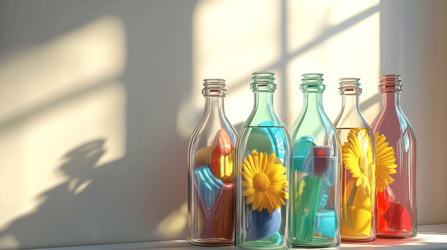 Glass bottles as decorative storage solutions