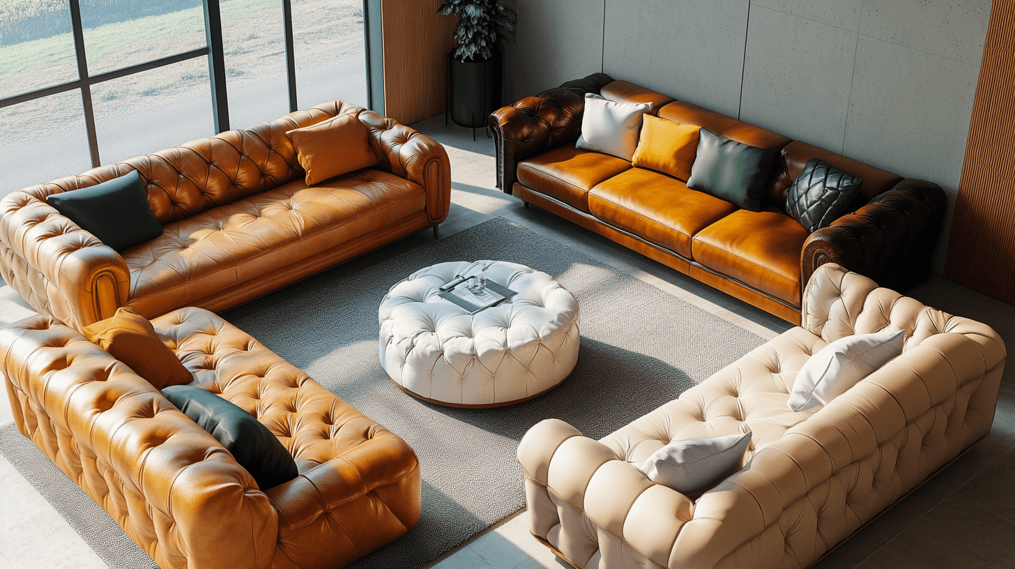 Different styles of leather sofas