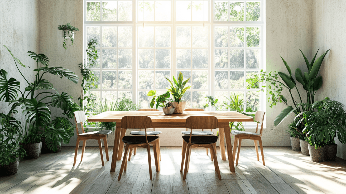Dining room with wooden elements: Combining nature and design