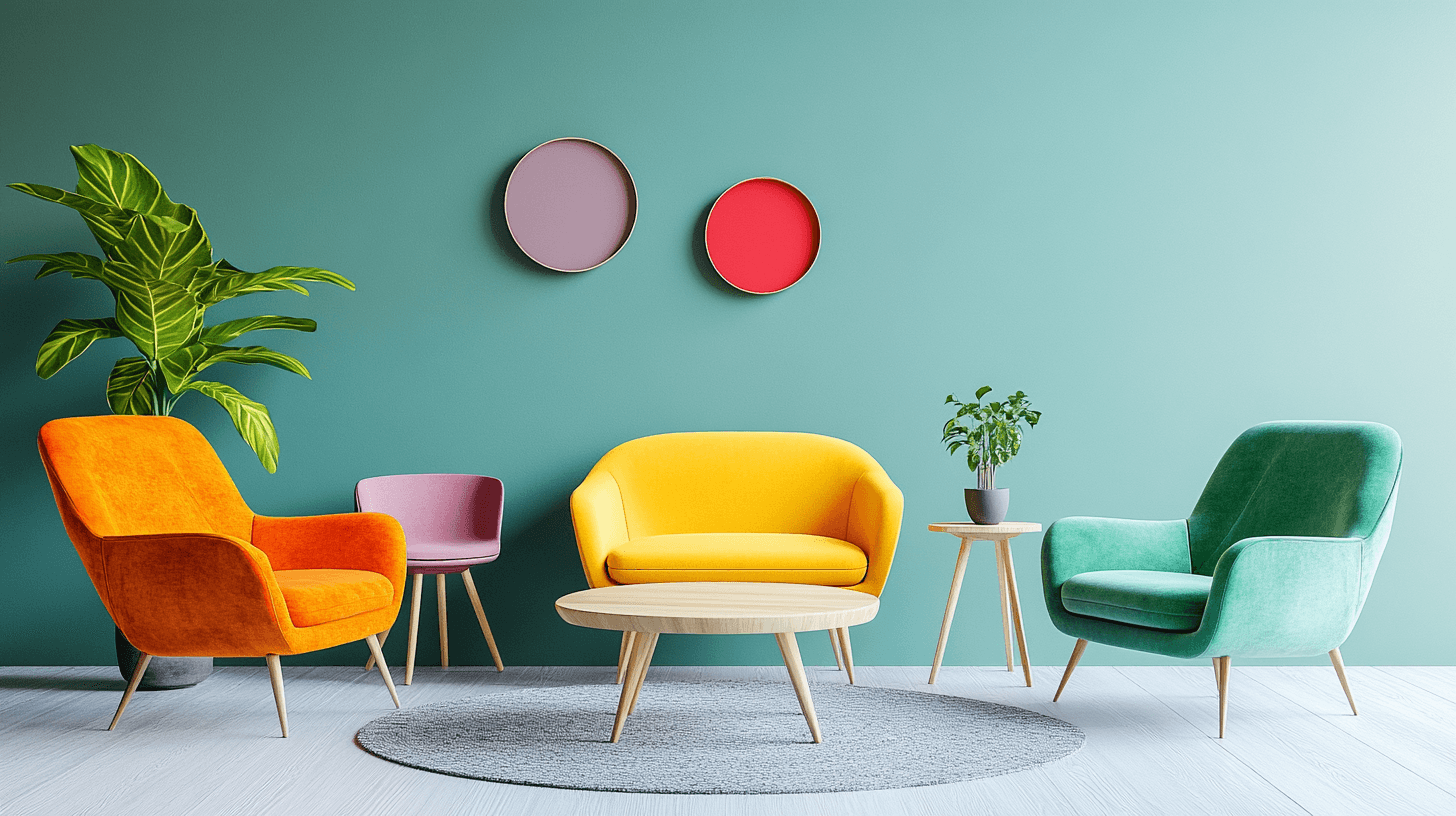 Colorful furniture pieces as the centerpiece