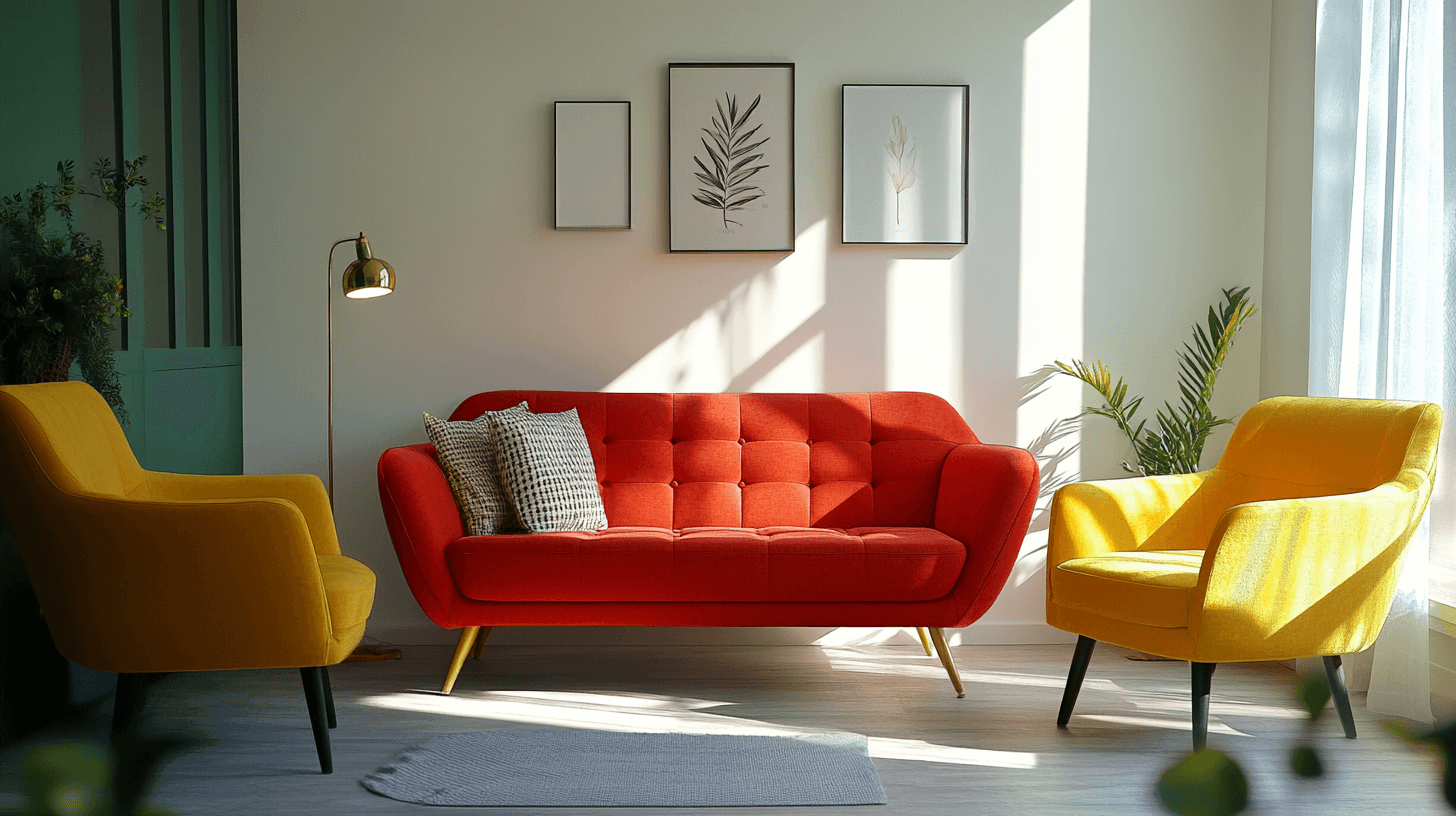 Colorful furniture pieces as eye-catchers
