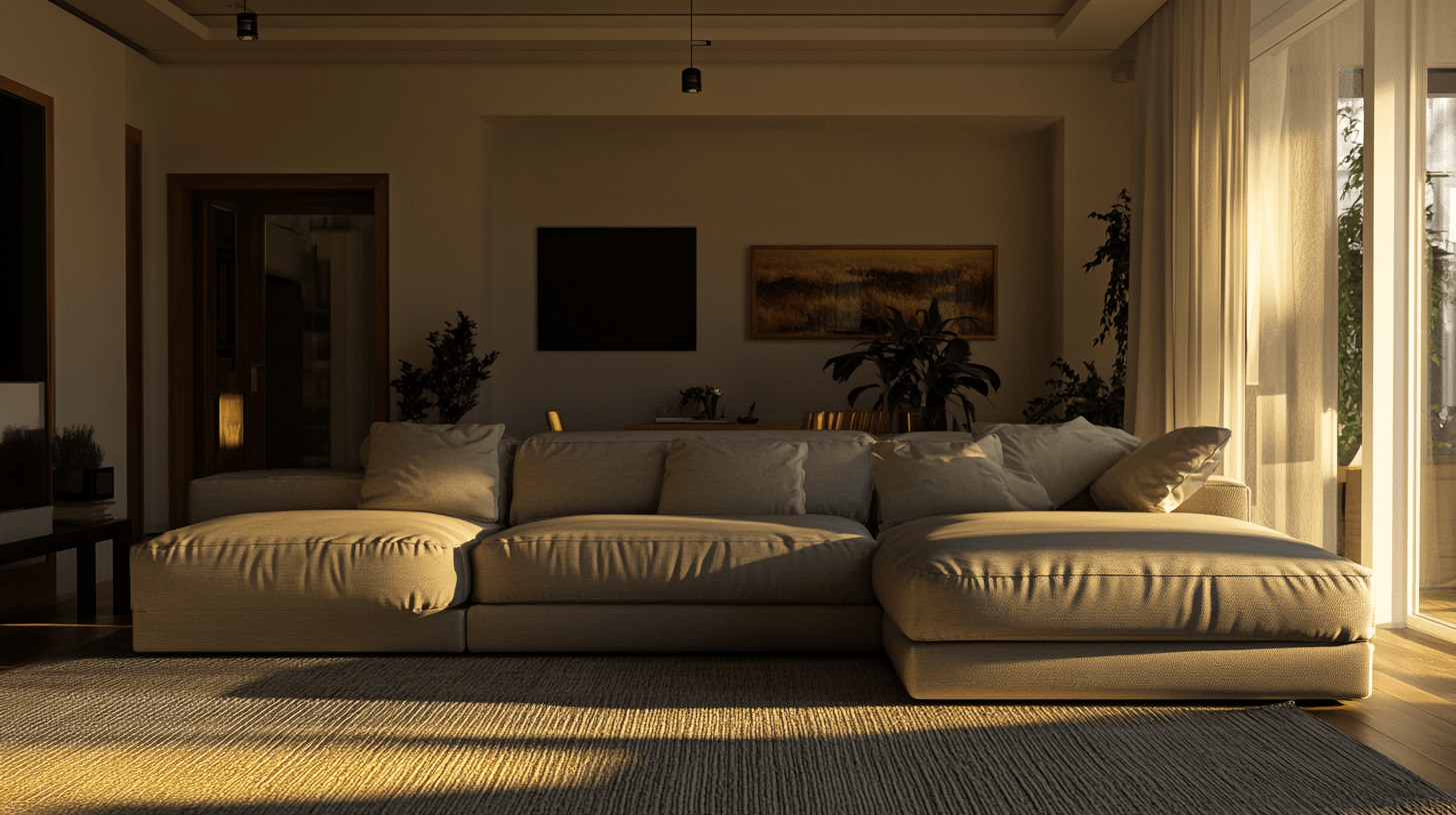 Living room with XXL sofa: Comfort for the whole family