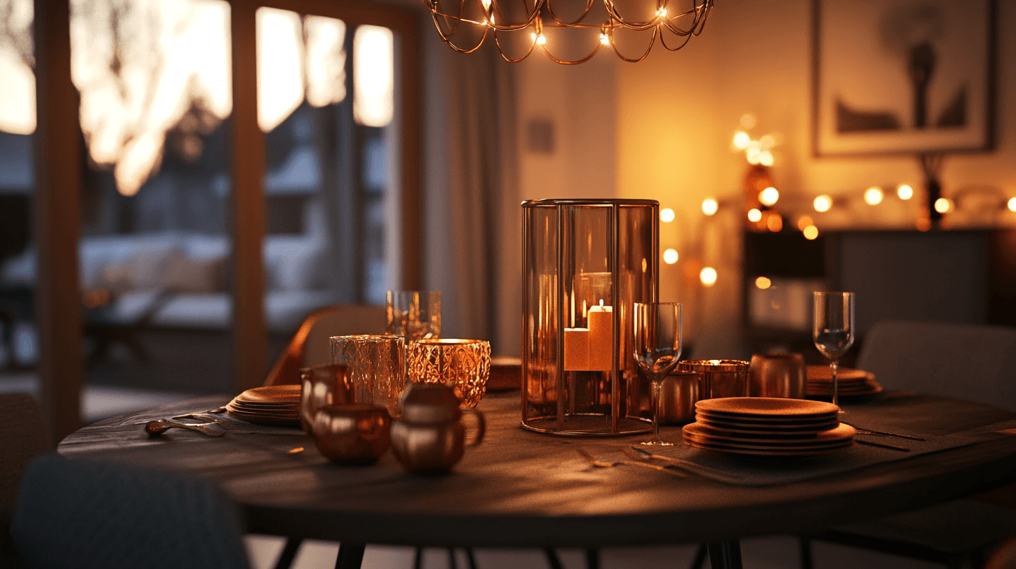 Copper tones in the dining room: Combining warmth and elegance