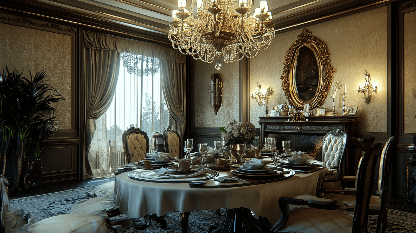 Dining room with chandelier: Combining elegance and atmosphere