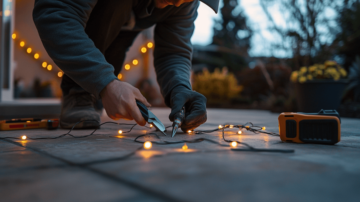 Safe installation of outdoor string lights