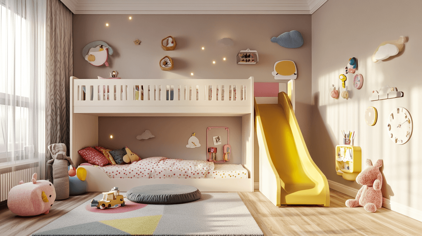 Loft beds with slide: Adventure in the children's room