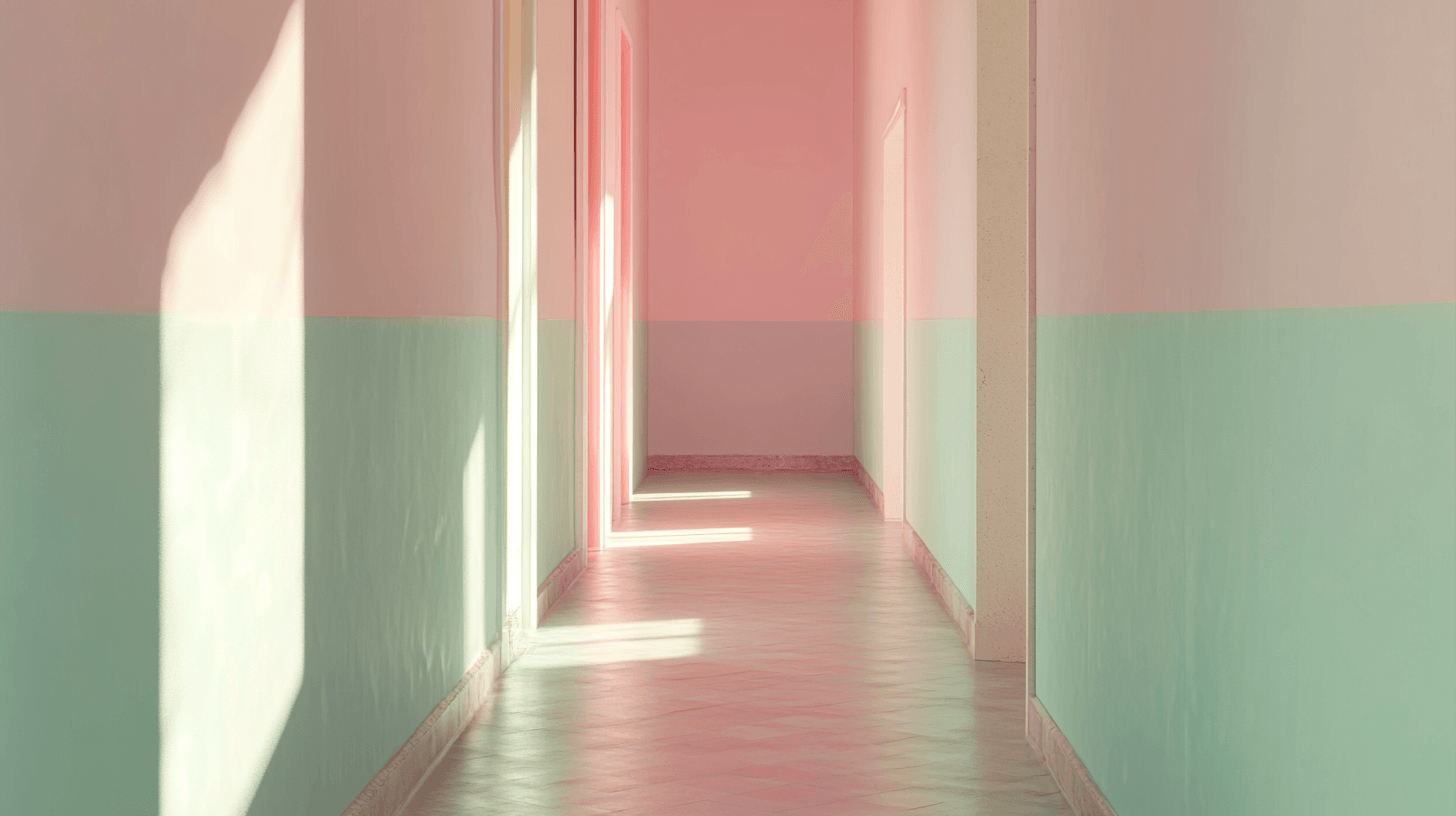 Pastel-colored wall design for the hallway